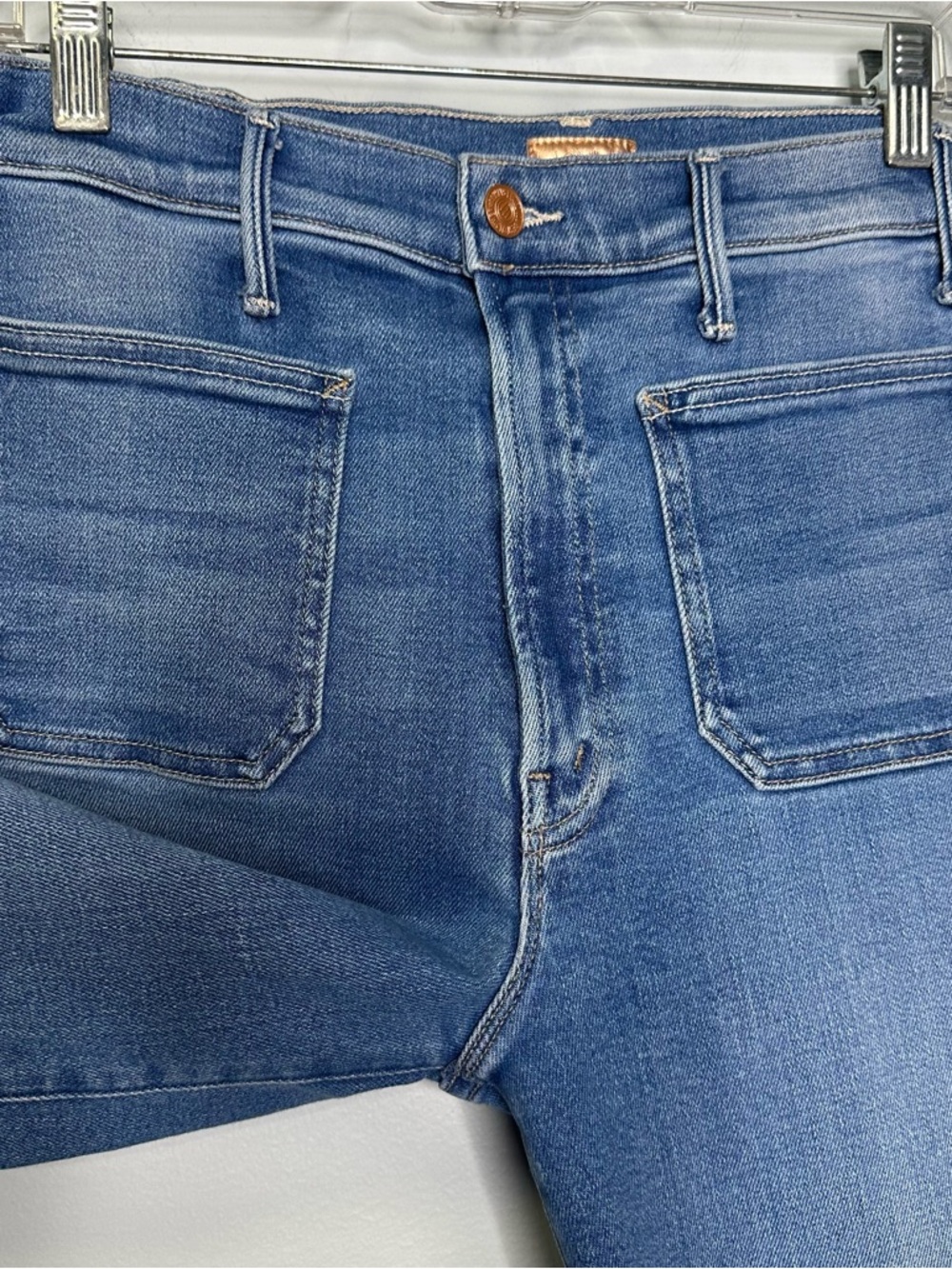 MOTHER Wide Leg Flare Jeans in Light Blue Wash - Picture 7 of 16